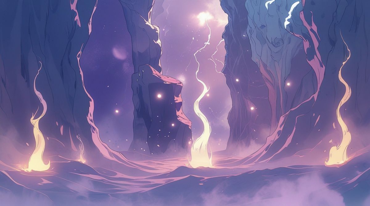 Illustration anime d'un village viking au crépuscule, avec un drakkar accosté et des montagnes enneigées