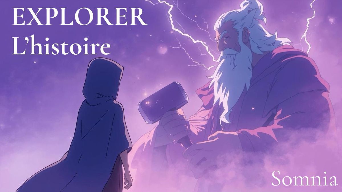 Voyageur anime contemplant un paysage nordique crépusculaire