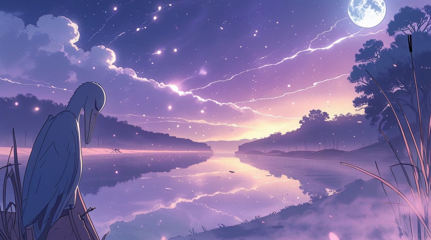Illustration anime d'une reine égyptienne dans un palais au bord du Nil